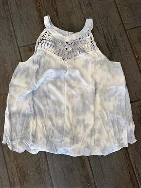torrid White Crochet Yoke Halter Tank